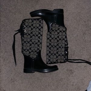 Lace up Coach rain boots